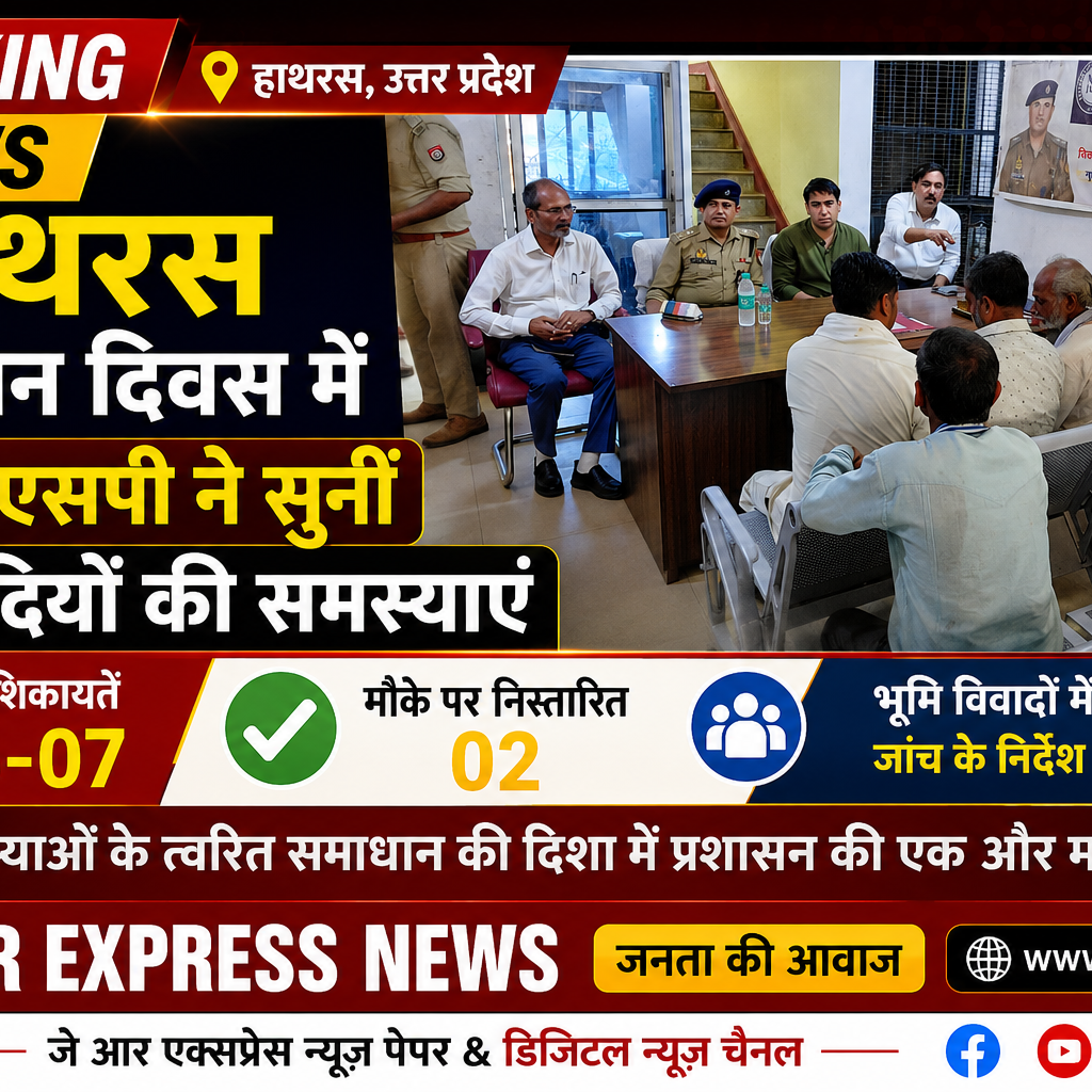 Hathras,समाधान दिवस में डीएम-एसपी ने सुनीं फरियादियों की समस्याएंछह-सात शिकायतों में दो का मौके पर निस्तारण, भूमि विवादों में संयुक्त टीम से जांच के निर्देश