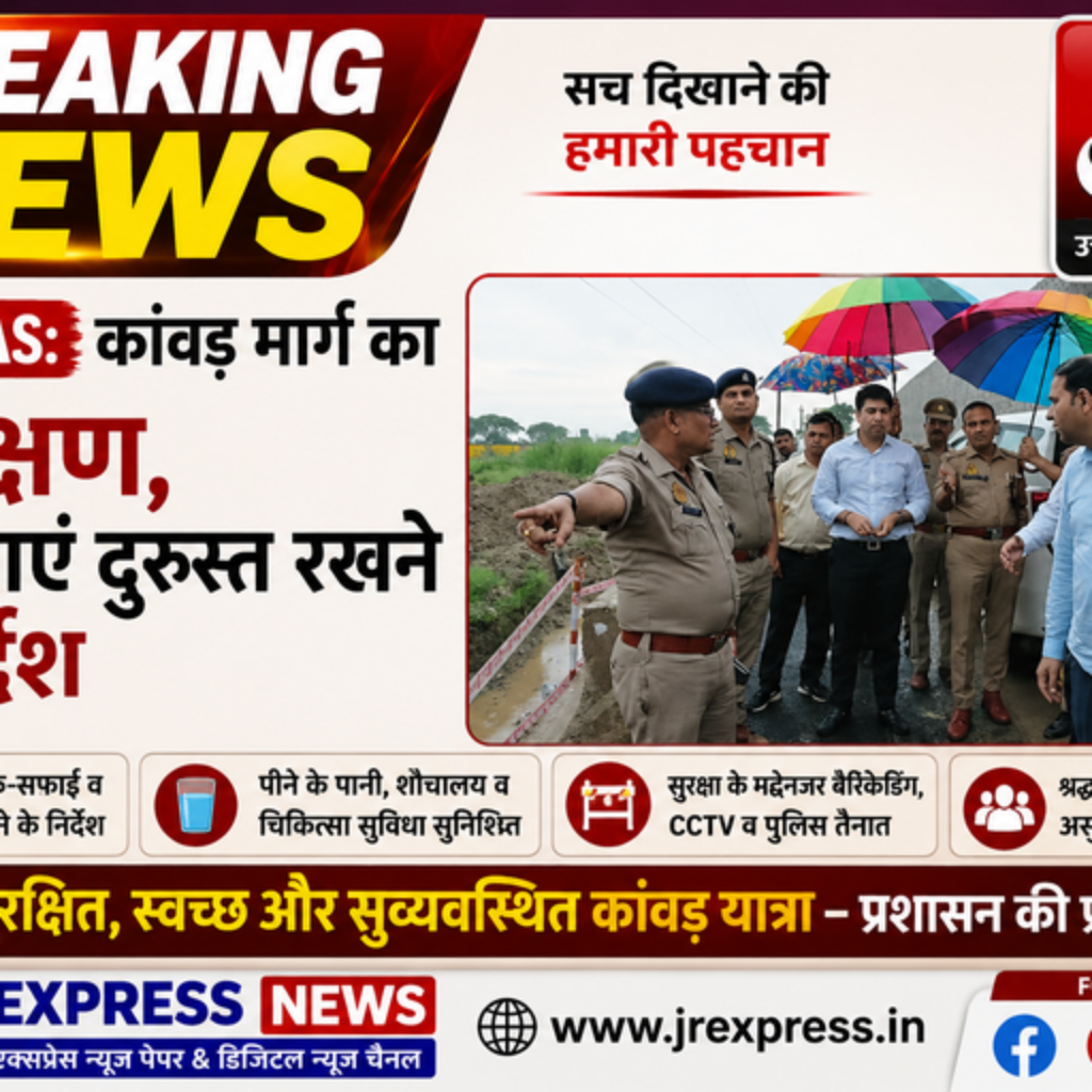 Hathras कांवड़ मार्ग का निरीक्षण, व्यवस्थाएं दुरुस्त रखने के निर्देश 11 JR Express Hathras Kanwar Inspection 768x512